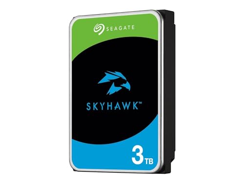 Seagate SkyHawk 3TB interne Festplatte HDD, Videoaufnahme bis zu 64 Kameras, 3.5 Zoll, 64 MB Cache, SATA 6GB/s, silber, FFP, inkl. 3 Jahre Rescue Service, Modellnr.: ST3000VX015 von Seagate