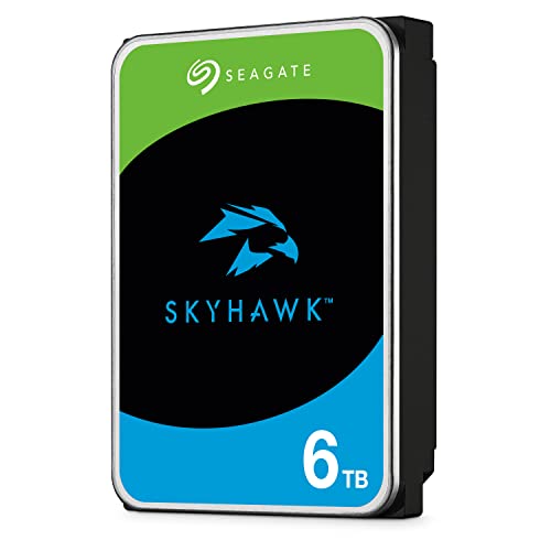 Seagate SkyHawk 6TB interne Festplatte HDD, für Videoaufnahme mit bis zu 64 Kameras, 3.5 Zoll, 256 MB Cache, SATA 6GB/s, silber, inkl. 3 Jahre Rescue Service, Modellnr.: ST6000VX001 von Seagate