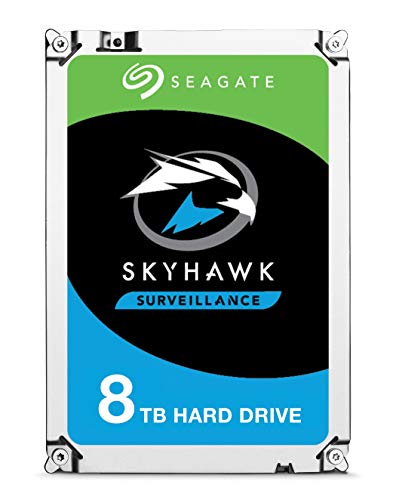 Seagate SkyHawk 8 TB interne Festplatte, HDD, Videoaufnahme bis zu 64 Kameras, 3.5 Zoll, 256 MB Cache, SATA 6 Gb/s, silber, 3 Jahre Data Rescue Service, Modellnr.: ST8000VX004 von Seagate