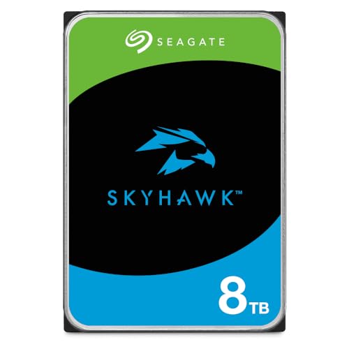 Seagate SkyHawk 8TB interne Festplatte HDD, Videoaufnahme bis zu 64 Kameras, 3.5 Zoll, 256 MB Cache, SATA 6GB/s, silber, inkl. 3 Jahre Rescue Service, Modellnr.: ST8000VX004 von Seagate