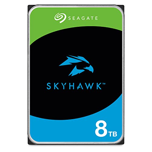 Seagate SkyHawk 8TB interne Festplatte HDD, Videoaufnahme bis zu 64 Kameras, 3.5 Zoll, 64 MB Cache, SATA 6GB/s, silber, FFP, inkl. 3 Jahre Rescue Service, Modellnr.: ST8000VXZ10 von Seagate