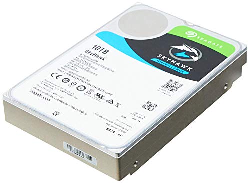 Seagate SkyHawk interne Festplatte 10TB HDD, für Videoaufnahme mit bis zu 64 Kameras, 3.5 Zoll, 256 MB Cache, SATA 6GB/s, silber, bulk, inkl. 3 Jahre Rescue Service, Modellnr.: ST10000VX0004 von Seagate
