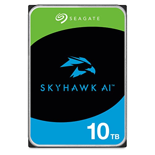 Seagate Skyhawk AI, interne Festplatte für Video mit bis zu 64 Kameras, 10TB, 3.5 Zoll, 256 MB Cache, SATA 6GB/S, Silber, inkl. 3 Jahre Rescue Service, Modellnr.: ST10000VE000 (Generalüberholt) von Seagate