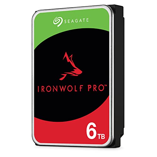 Seagate IronWolf Pro, NAS interne Festplatte 6TB, HDD, 3.5 Zoll, 7200 U/Min, CMR, 256 MB Cache, SATA 6GB/s, silber, inkl. 3 Jahre Rescue Service, Modellnr.: ST6000NE000 von Seagate