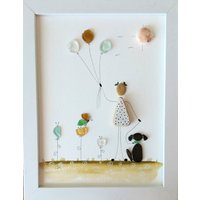 Kieselkunst - Seeglasmalerei Einzigartiger Handgefertigter Rahmen Besitzer Und Hundespaziergang Seeglaskunst Kieselkunst - Seeglasmalerei Einzigartiger Handgefertigter Rahmen Besitzer Und Hundespaziergang Seeglaskunst von SeaglassArtworks