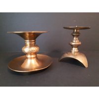 Vintage Messing Säule Kerzenständer, Gemischtes 2Er Set von SeaglassVintageFinds