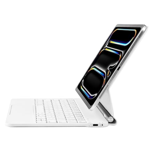 Seagtigau Magic Keyboard Hülle für iPad Pro 11 Zoll 2024 (M4), Magnetische Tastaturhülle mit Multi-Touch Trackpad, Hintergrundbeleuchtung, Leichtgewicht, QWERTZ von Seagtigau
