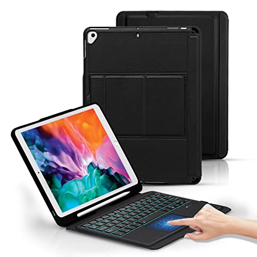 Seagtigau Tastatur hülle Kompatibel mit iPad 10,2 Zoll iPad 9. Gen/8. Gen/7. Gen/iPad Air 3 & iPad Pro 10,5 Touchpad Beleuchtete Magnetisch Abnehmbarer Tastatur und Stifthalter mit QWERTZ Layout von Seagtigau