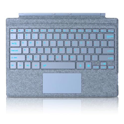 Seagtigau Tastaturabdeckung für Microsoft Surface Pro 7+ Pro 7 Pro 6 Pro 5 Pro4 Pro3, 12,3 Zoll, ultradünn, Bluetooth, Multi-Touchpad, wiederaufladbar, 7-farbige LED-Hintergrundbeleuchtung (Eisblau Seagtigau Tastaturabdeckung für Microsoft Surface Pro 7+ Pro 7 Pro 6 Pro 5 Pro4 Pro3, 12,3 Zoll, ultradünn, Bluetooth, Multi-Touchpad, wiederaufladbar, 7-farbige LED-Hintergrundbeleuchtung (Eisblau von Seagtigau