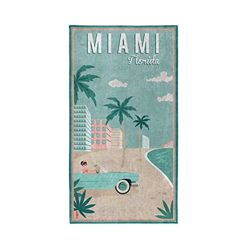 Seahorse, Strandtuch, Miami, Handtuch groß, Strandlaken, Badetuch, Baumwolle, Grün von Seahorse