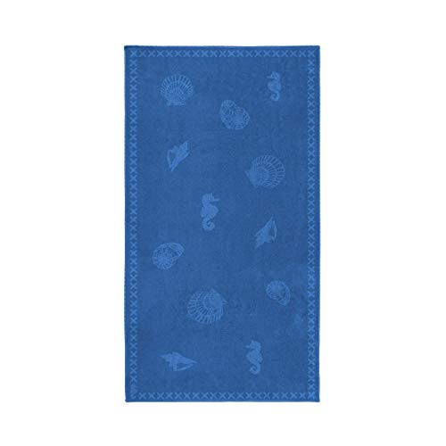 Seahorse Strandtuch Shells - Baumwolle - 100x200cm - Blau von Seahorse