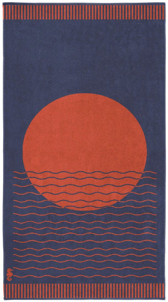 Seahorse Strandtuch Sunny Waves, Frotteevelours (1-St), 100x180, für Strand und Pool, im maritimem Style, Sonnenuntergang von Seahorse