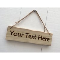 Handgefertigtes Rustikales Treibholz/Bauernhaus-stil-Türschild-Schild-Plakette Holz-Design Ihre Eigene Nachricht Beliebiger Text 32 cm X 10 von SeahorseSigns