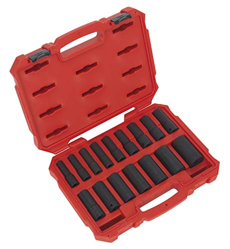 Impact Socket Set 16pc 1/2"Sq Drive Deep Lock-On™ 6pt Metric von Sealey