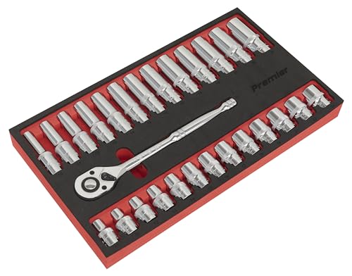 Ratchet Wrench & Socket Set 27pc 1/2"Sq Drive von Sealey