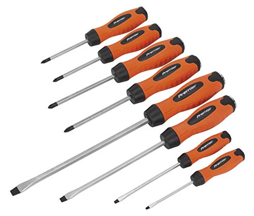 Screwdriver Set 8pc Hammer-Thru Hi-Vis Orange von Sealey