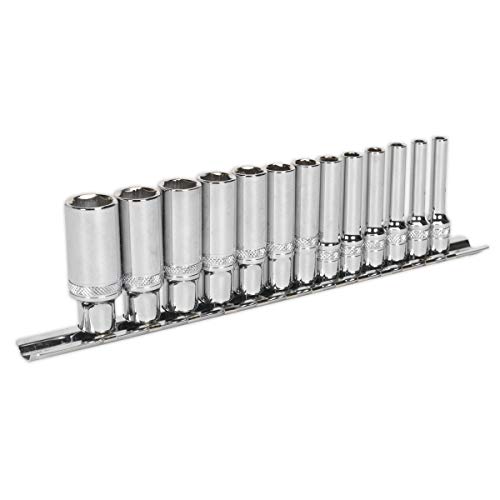 Socket Set 13pc 1/4"Sq Drive Deep Lock-On™ 6pt Metric von Sealey