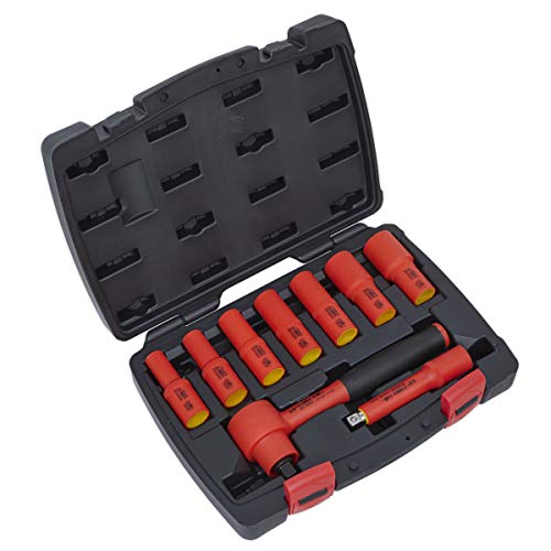Insulated Socket Set 9pc 3/8"Sq Drive 6pt WallDrive® VDE Approved von Sealey