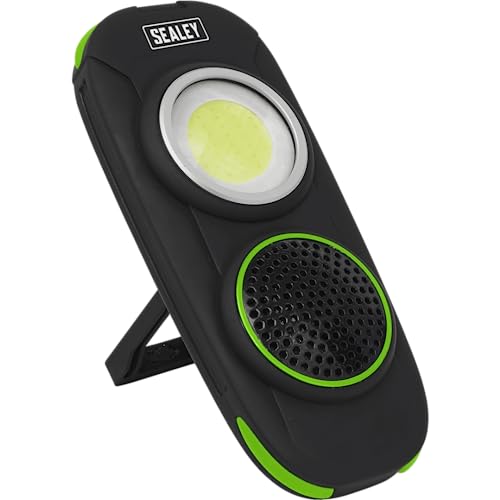 Sealey LED50WS Wiederaufladbare Taschenlampe mit kabellosem Lautsprecher 10W Cob LED von Sealey