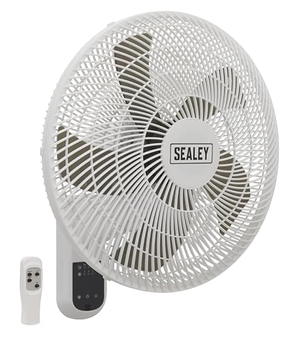 Sealey Wand-Ventilator mit 3 einstellbaren Geschwindigkeiten und inklusive Fernbedienung, 230 V, SWF16WR 230W, 240V von Sealey