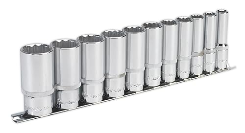 Socket Set 11pc 3/8"Sq Drive 12pt Deep WallDrive® Imperial von Sealey