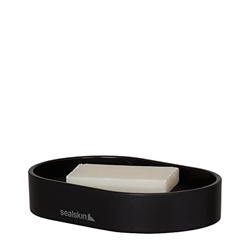 Sealskin Brave Seifenschale, Kunststoff, mit herausnehmbarer Einlage zum einfachen Reinigen, Farbe: Schwarz von Sealskin