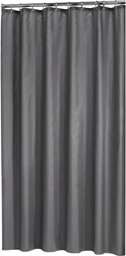 Sealskin Madeira Textil Duschvorhang, für Nischen und kleine Duschen, wasserabweisend, waschbar, Badezimmervorhang aus 100% Polyester, Farbe: Grau uni, B x H: 120 x 200 cm von Sealskin