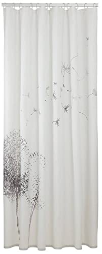 Sealskin Flow Textil-Duschvorhang 180x200 cm, 100% Polyester, wasserabweisend, Farbe: Schwarz / Weiß von Sealskin