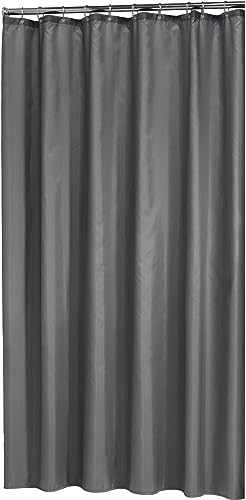 Sealskin Madeira Textil Duschvorhang, für Badewanne und Dusche, wasserabweisend, waschbar, Badezimmervorhang aus 100% Polyester, Farbe: Grau uni, B x H: 240 x 200 cm von Sealskin