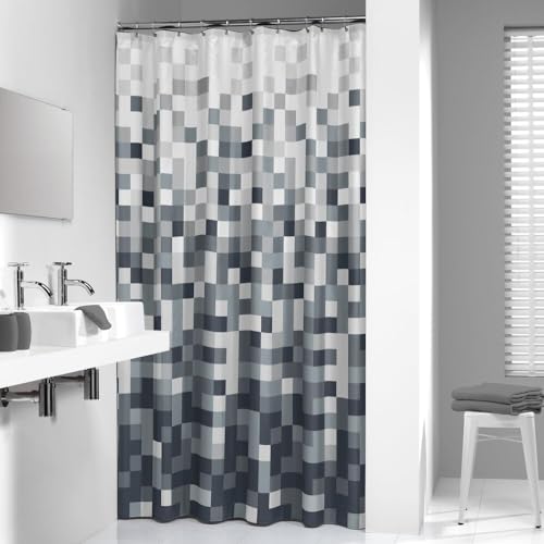 Sealskin Textil Duschvorhang Pixel, schwarz/weiß, B x H: 180 cm x 200 cm von Sealskin
