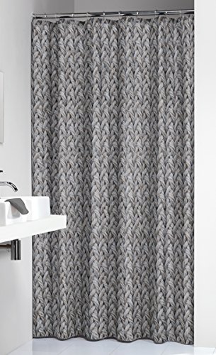 Sealskin Textil Duschvorhang im Strick-Design, Farbe: Grau, B x H: 180 x 200 cm von Sealskin