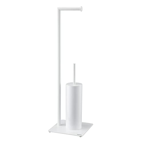 Sealskin Tube Stand WC-Garnitur mit Toilettenpapierhalter und Toilettenbürste, Toilettenbutler freistehend , Metall, Farbe: Weiß von Sealskin