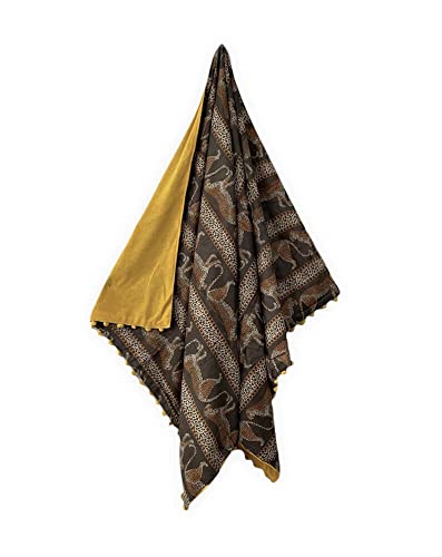 Kikoy mit Pon Strandtuch, doppelt, 90 x 160 cm, 100 % Baumwolle, vorne, 100 % Polyester-Frottee, Rückseite Strandtuch Pareo (Leoparden) von Seamar