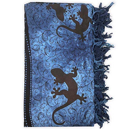 Seamar Geko Überwurf für Sofa, groß, 210 x 230 cm, 100 % Baumwolle, großes Tuch mit Fransen Batik (Blau) von Seamar