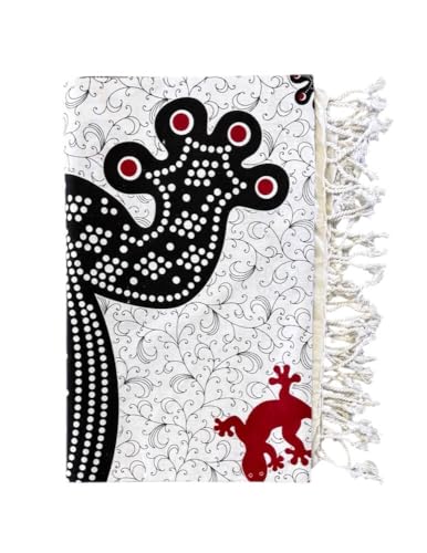 Seamar Großer Überwurf Geko 210 x 230 cm, 100 % Baumwolle, Sofaüberwurf mit Fransen Batik (weiß schwarz) von Seamar