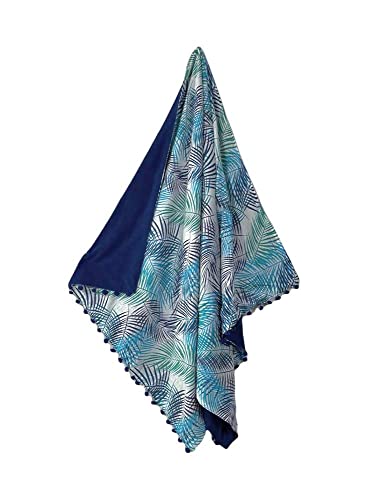 Seamar Kikoy mit Pon, Strandtuch, doppelt, Pareo 90 x 160 cm, 100 Baumwolle, Vorderseite 100 Polyester-Frottee, Rückseite, Strandtuch Pareo (blaue Farne) von Seamar