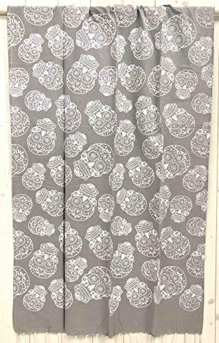 Strandtuch Fouta Totenkopf 100% Baumwolle 100 x 200 cm mit Fransen Strandtuch (Grau) von Seamar