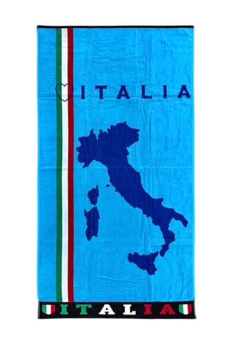 Strandtuch Italien Schönes Land aus weichem Frottee Jaquard 100% Baumwolle Strandtuch 90 x 165 cm Beach Towel (Hellblau) von Seamar