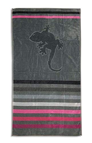 Strandtuch aus Frottee Geko Degradè 90 x 165 cm (Grau - Fuchsia) von Seamar
