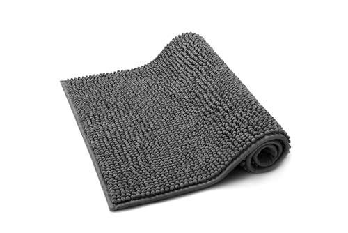 Seamarkt Chenille Badematte rutschfest, weich Badvorleger, saugfähig Duschvorleger für Badezimmer, Waschbare badteppich, 40x60 cm, Anthrazit von Seamarkt