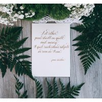 Jane Austen Zitat Art Print, Gold Kalligraphie | 5x7 von Seamerias