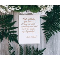 Meister Eckhart Zitat Kalligraphie Druck - Goldene Tinte, Neuanfang Geschenk von Seamerias