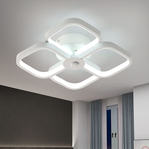 Moderne LED Deckenleuchte, 24CM Einfache Weiße Doppelschicht Quadrat Kreuz Deckenlampe, 32W 6000K Kaltweißes Licht LED Innen Deckenbeleuchtung für Schlafzimmer, Korridor, Flur, Eintrag (4 Lichter) von Seamoon