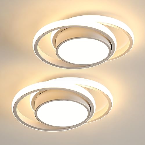 Seamoon 2 Stück LED Deckenlampe, 32W Deckenleuchte Modern Warmweiß 3000K, Deckenbeleuchtung Rund für Schlafzimmer Badezimmer Wohnzimmer Küche Flur Ø28cm von Seamoon