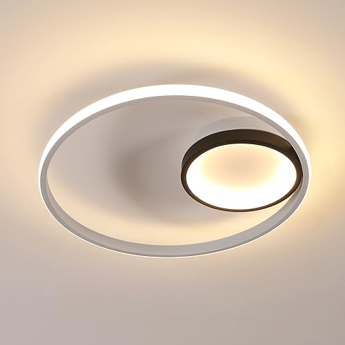 Seamoon Deckenlampe LED, 40W 4500LM Deckenleuchte Modern Warmweiß Licht 3000K, LED Deckenleuchte Schwarz Rund für Schlafzimmer Badezimmer Wohnzimmer Küchen Flur Balkone, Durchmesser 40cm von Seamoon