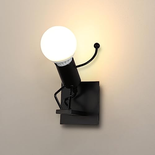 Seamoon Diving Villain Wandleuchte, Moderne Kreative Cartoon Schwarze Wandlampe im Retro Stil, Wandbeleuchtung für Kinderzimmer, Schlafzimmer, Nachtkorridor, Treppen, ohne Glühbirne von Seamoon