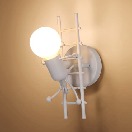 Seamoon Kreative moderne Wandleuchte, Innendekoration Wandlampe, künstlerische Figur Wandlicht E27 für Kinderzimmer, Schlafzimmer, Flur, Treppenhaus, Esszimmer (Weiß) von Seamoon