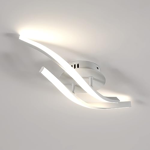 Seamoon LED Deckenleuchte, Welle Deckenlampe mit 2 Gebogenen Leuchten, Moderne LED Deckenleuchte 4500K 16W für Schlafzimmer Wohnzimmer Küche Flur Büro Balkon von Seamoon