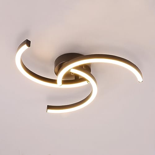 Seamoon Led Deckenleuchte 24W, Schwarz Spirale 52cm Deckenlampe, Moderne Deckenleuchte Wohnzimmer 3000K für Schlafzimmer Wohnzimmer Küche Flur Büro Balkon von Seamoon