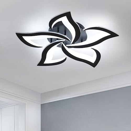 Seamoon Moderne LED Deckenleuchte, 60W 6000LM Acryl Deckenlampe im Schwalbenschwanzstil, 6000K Weißlicht Deckenleuchten aus Schmiedeeisen, für Wohnzimmer, Schlafzimmer, Esszimmer oder Arbeitszimmer von Seamoon